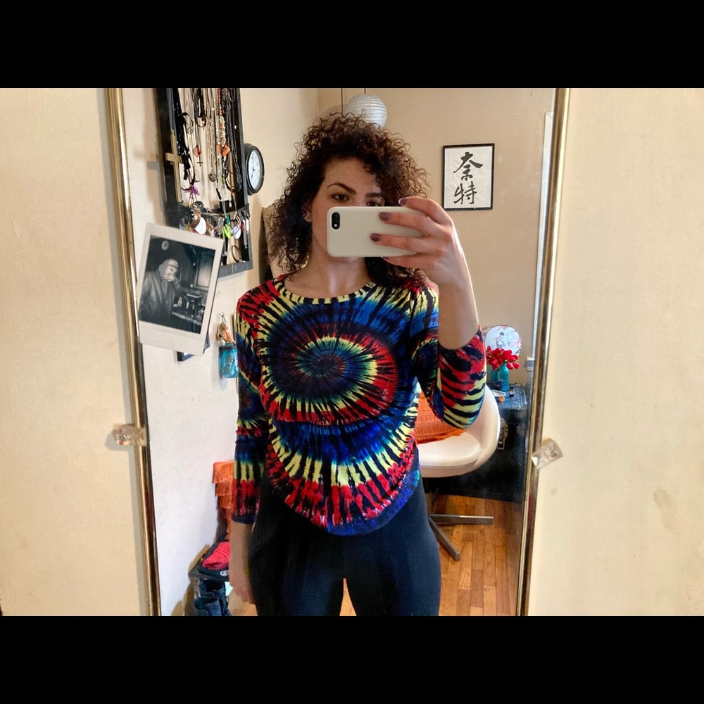 Long Sleeve Tie Dye Print Top
